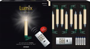 Lumix SuperLight - 10er Basis-Set, Elfenbein, LED Christbaumkerzen