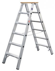 ILLER Leiter - Aluminium Stufen Stehleiter - beidseitig - 2x4 Stufen oder 2x5 Stufen