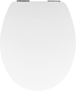 WC-Sitz PRIME - MDF, weiß - mit silberfarbener Edelstahlkante
